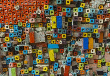 Colorful of ceramic tiles on the wall for background
