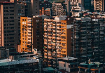 An urban scenery of cityscape under sunlight